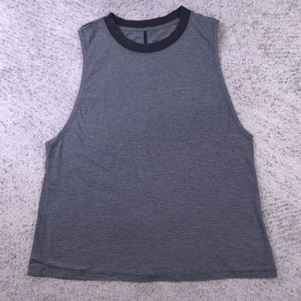 Lululemon Top Womens Size 8 Tank Boyfriend All Yours Gray Sleeveless Striped